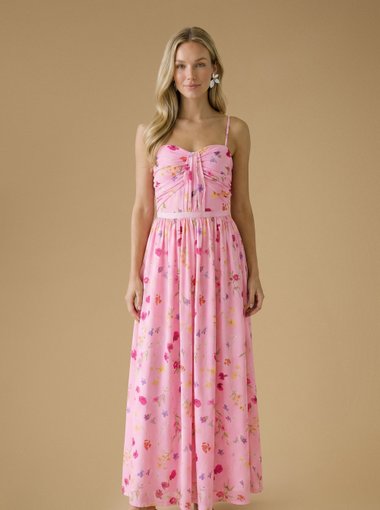 Wildflower Mesh Bandeau Maxi Dress