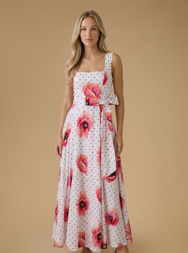 Square Neck Cotton Occasion Maxi Dress