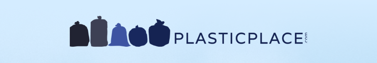 Logo featuring trash bags and the text 'PlasticPlace.com'.