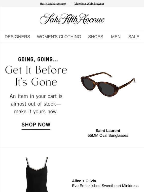 We're running low on your Saint Laurent item & more