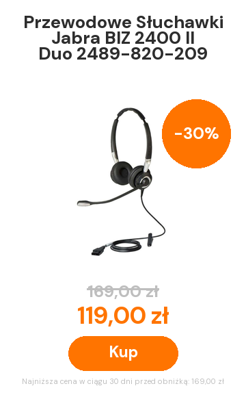 Nowe Przewodowe Słuchawki Jabra BIZ 2400 II Duo 2489-820-209