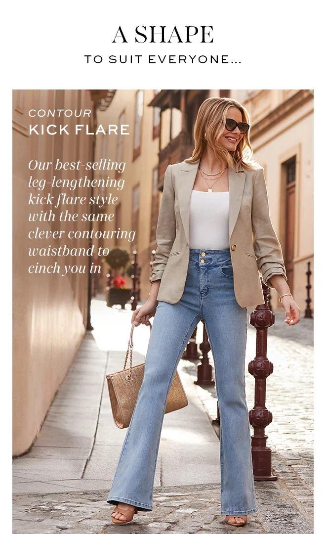 Light Wash Contour Waist Kick Flare Jeans