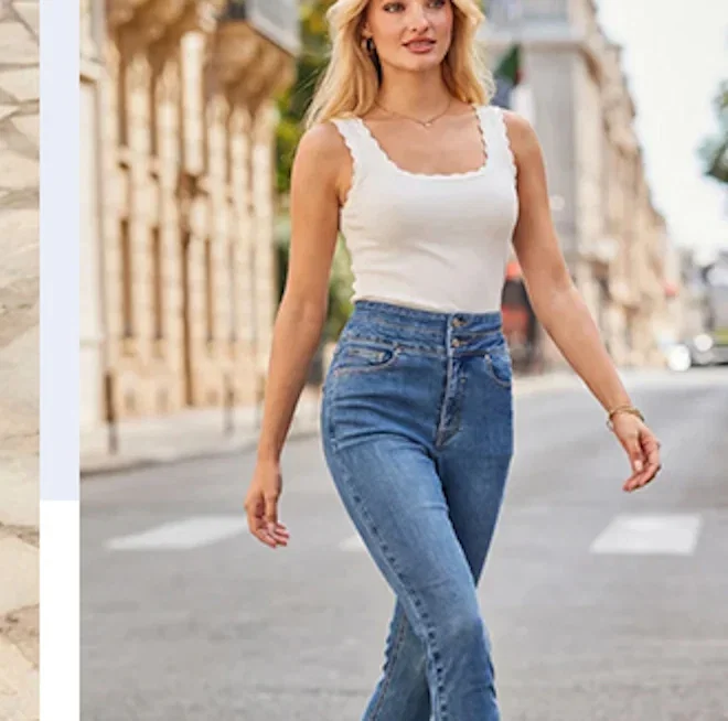 Mid Blue Contour Waist Skinny Jeans