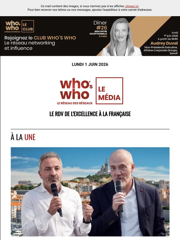 Aujourd'hui dans WHO'S WHO  : Rencontres d'exception à Marseille, Emmanuel Marre, Mantle8 ...