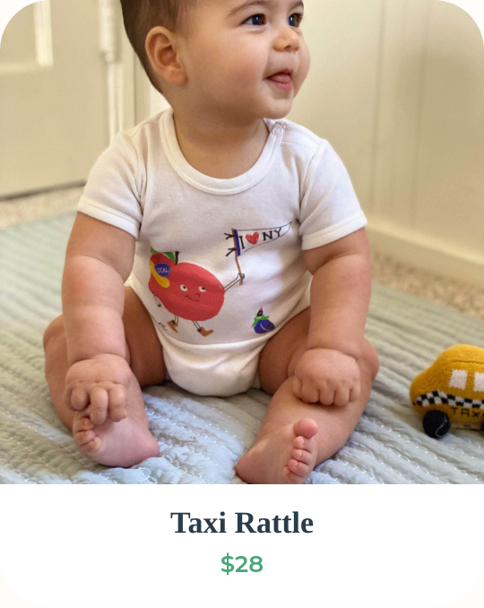 Taxi Rattle — organic knit yellow cab rattle