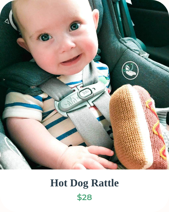 Hot Dog Rattle — organic knit hot dog rattle