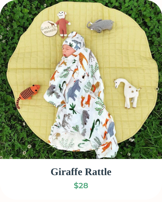 Giraffe Rattle — organic knit giraffe rattle for baby