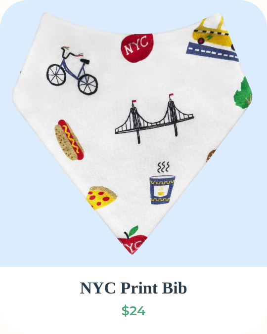 NYC Print Bib — reversible organic kerchief bib
