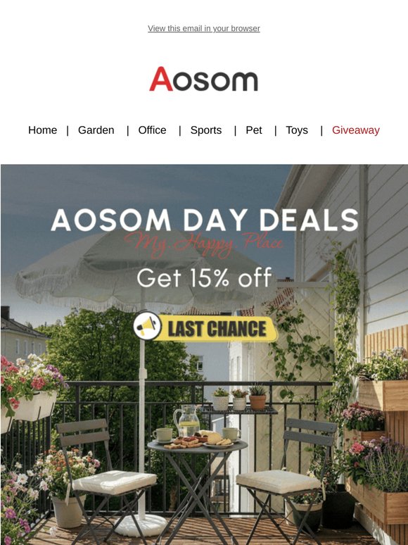 Last Chance to Celebrate Aosom Day 🎉