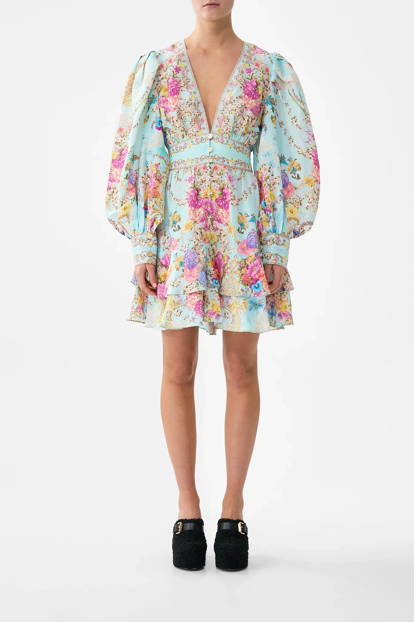 Image of BUTTON FRONT FRILL DRESS BAZAAR BLOOMS