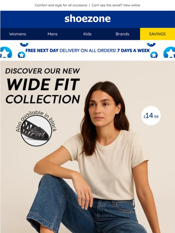 Wide fit favourites for summer + FREE delivery!