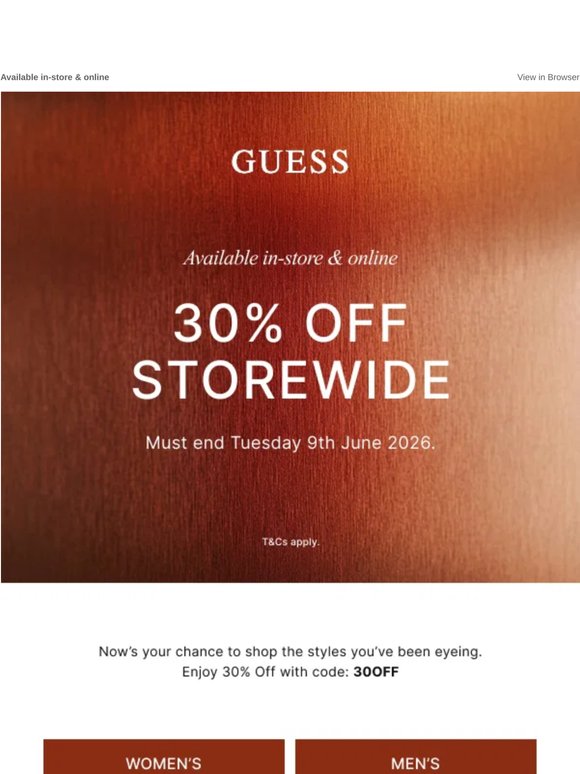 30% Off Storewide Begins