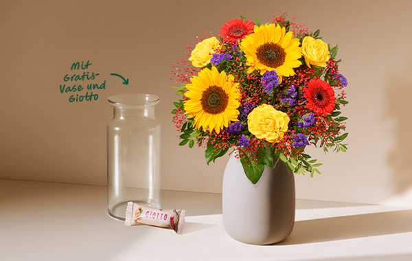 Strahlender Sonnenblumenstrauß Sommerlichter mit 2 Gratis-Geschenken für 32,99 €