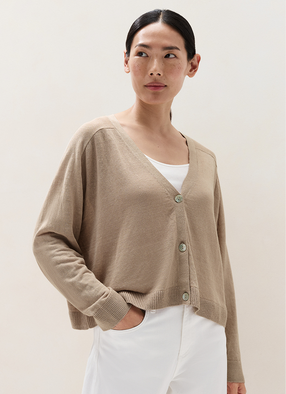 linen cropped cardigan