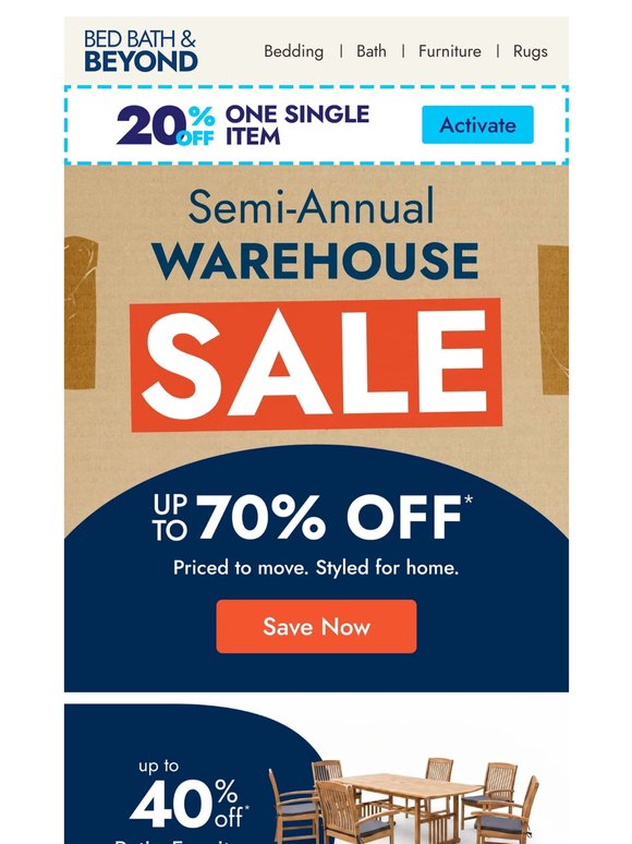 The Semi-Annual Warehouse Sale is on—up to 70% off