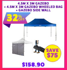 4.5m x 3m Gazebo + 4.5m x 3m Gazebo Wheeled Bag + Gazebo Side Wall