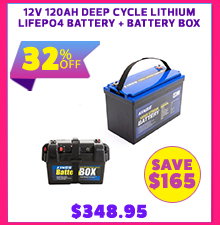 12V 120Ah Deep Cycle Lithium LiFePO4 Battery + Battery Box