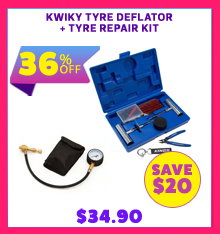 Kwiky Tyre Deflator + Tyre Repair Kit