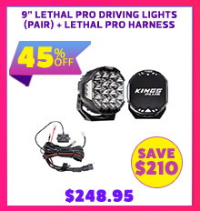 9 Lethal Pro Driving Lights (Pair) + Lethal pro harness