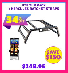 Ute Tub Rack + Hercules Ratchet Straps (2 Pack)