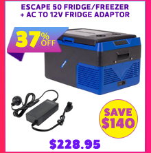 Escape 50 Fridge/Freezer + AC To 12V Fridge Adaptor