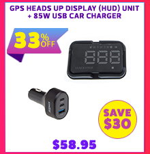GPS Heads Up Display (HUD) Unit + 85W USB Car Charger