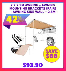 2 x 2.5m Awning + Awning Mounting Brackets (Pair) + Awning Side Wall - 2.5m