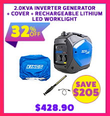 2.0kVA Inverter Generator + 2kVA Generator Cover + Rechargeable Lithium LED Worklight