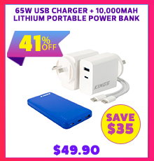 65W USB Charger + 10000mAh Lithium Portable Power Bank