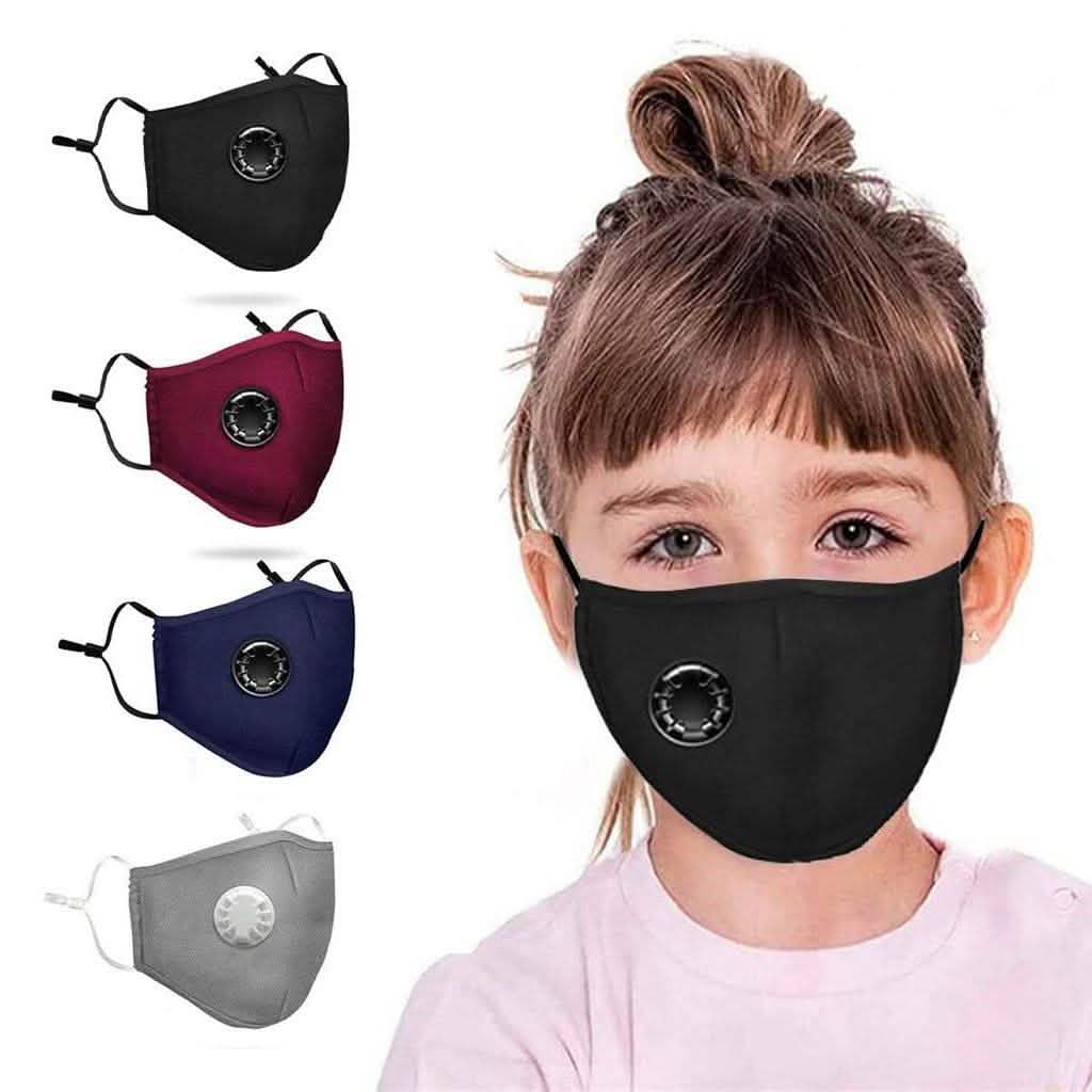 Image of 4-Pack: Children's Seamless Reusable Washable Face Mask Bandanas with Breathing Valve