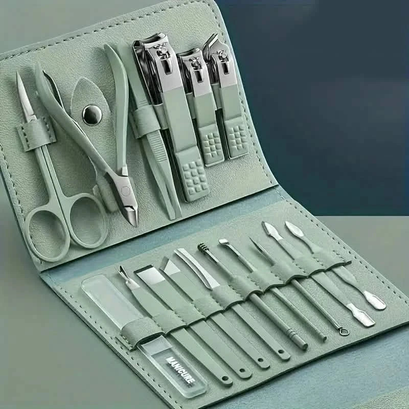 Image of 16-Pieces: Nail Clippers Manicure Tool Set with Portable Travel Case