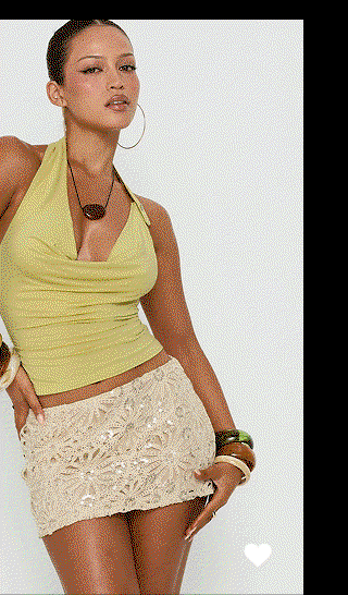 Malora Crochet Sequin Mini Skirt Natural