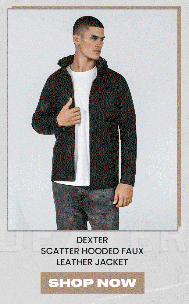 Dexter Scatter Hooded Faux Leather Jacket