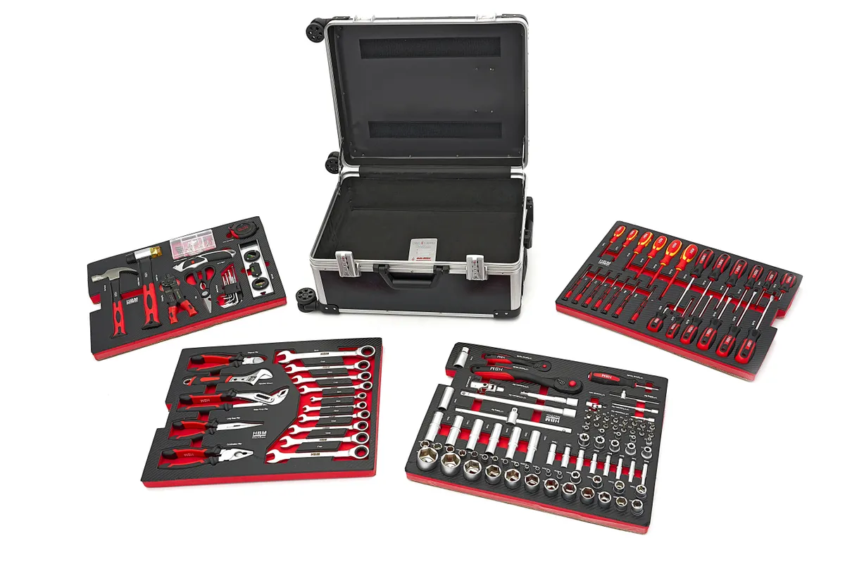 HBM 238 Delige Gereedschapskoffer, Gereedschapstrolly met Carbon Inlays