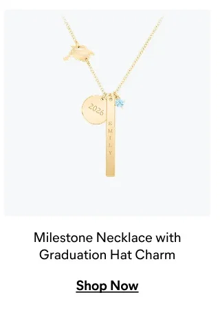 Milestone Necklace with Graduation Hat Charm