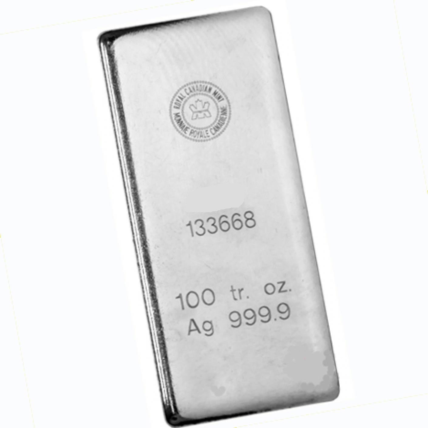 Image of 100 oz Royal Canadian Mint (RCM) Silver Bar - Random Design