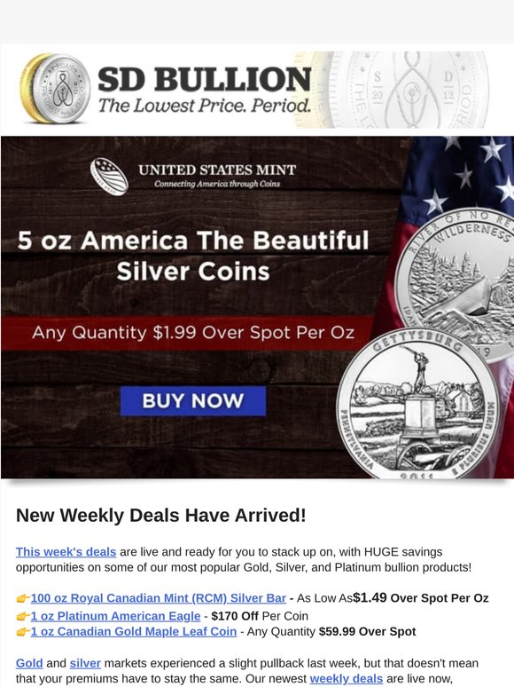 👉Weekly Deals: Silver Bars On Sale + Big Savings On Gold Maples & Platinum Eagles