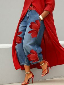 Image of Casual Zipper Loose Bloomers Ankle Pants O-Line Daily Trousers