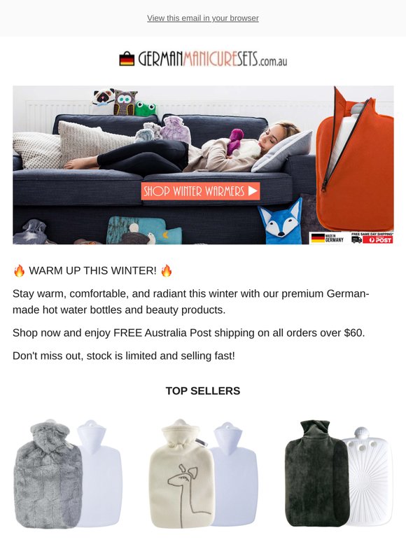 Hot Water Bottles Back in Stock + Free Shipping