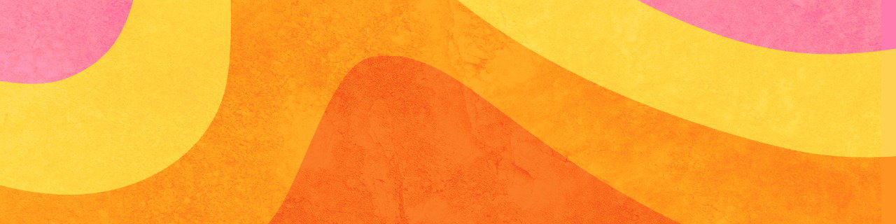 The colourful Upbeat banner featuring abstract waves of pink, yellow and oranges in pastel shades.