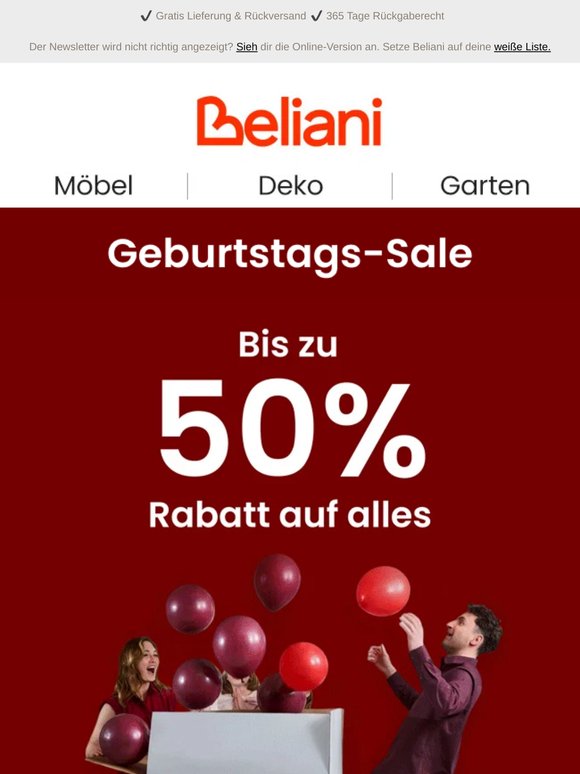 Wir feiern 17 Jahre Beliani! Spare jetzt bis zu 50% 🎁