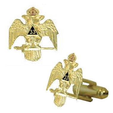 Scottish Rite 33rd Degree Wings Down Masonic Cuff links. Gold tone w/ color enamel Freemasons Symbol. Masonic Regalia Merchandise for the Lodge