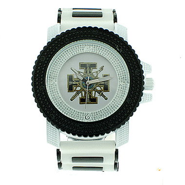 Limited Edition - Knights of Templar Watch - White + Black Silicone Band - York Rite Masonic Symbol - Color Face Dial Watch with Swords, Crosses, Pillars etc.