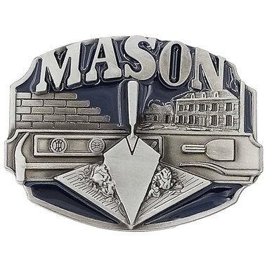 Blue & Silver Tone 3D Trowel Freemason Belt Buckle / Masonic Buckle - Masonic Gift.