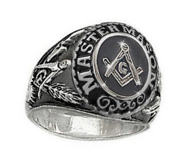 Freemason College Style Ring - with classic center Masonic design etched symbol (Silver Color Stainless Steel) Mason Ring / Masonic Rings for sale.