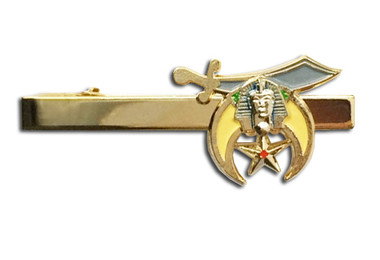 Masonic Shriner - Tie Bar / Tie Clip for Free Masons with color enamel standard symbolism. 