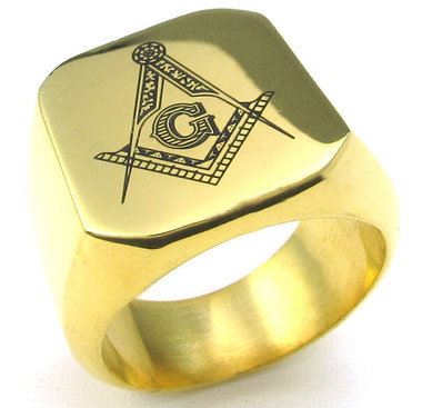 Freemason Ring / Masonic Ring for sale - Gold Plated 316L Stainless Steel Band for Masons