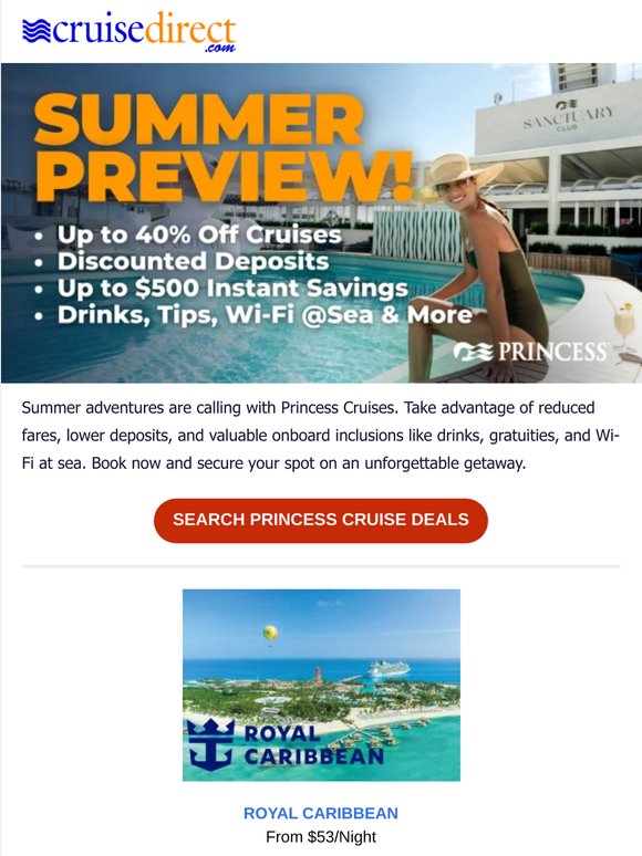 Princess Cruise Deals from $59/Night