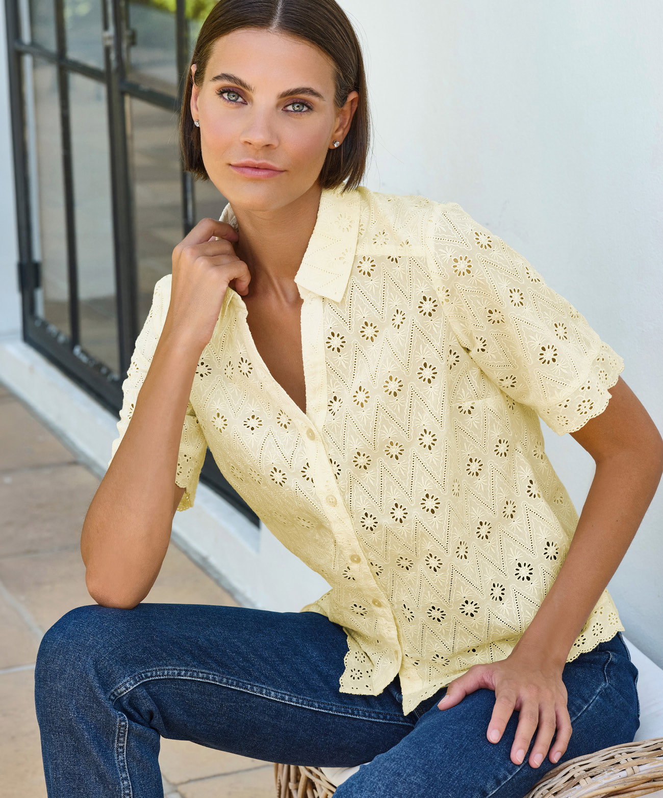 Short Sleeve Broderie Shirt