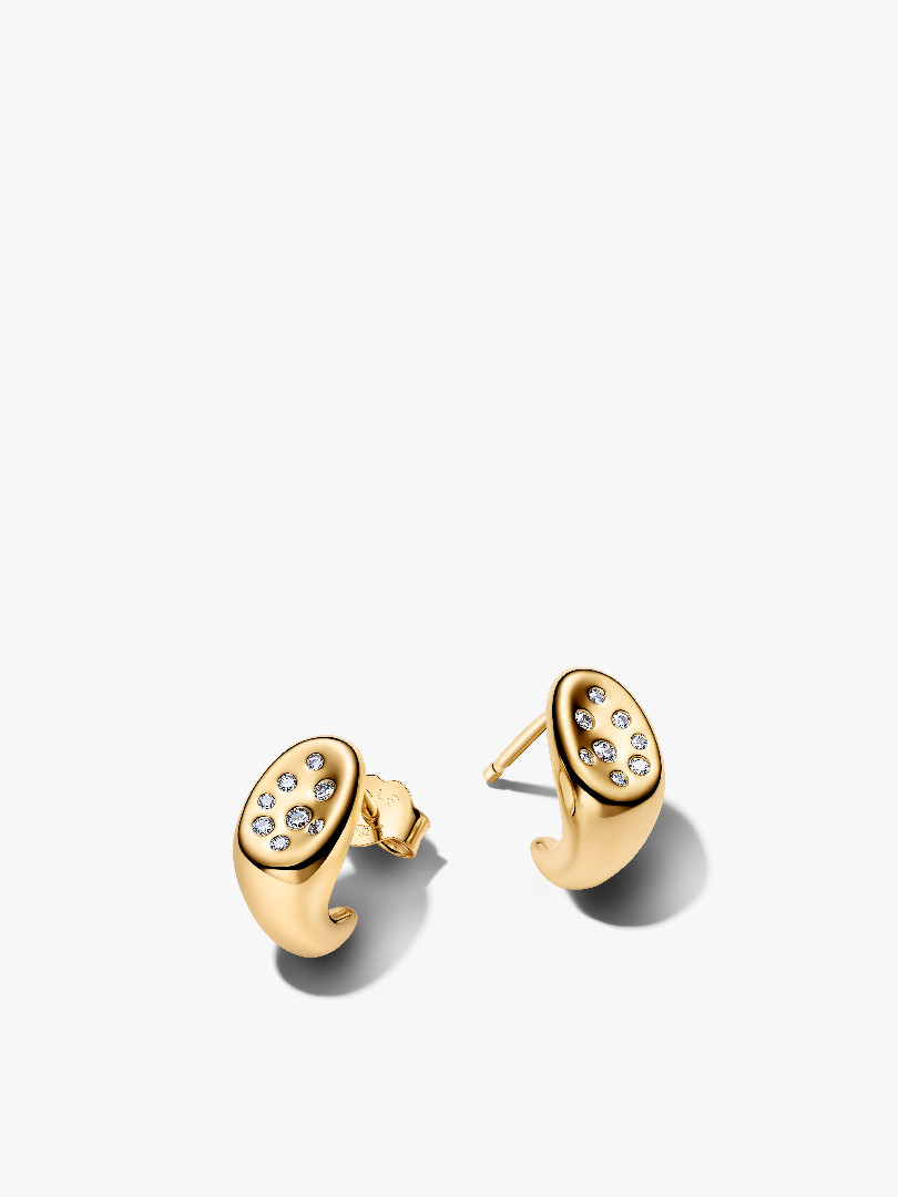 Organically Shaped Stone-Set Stud Earrings